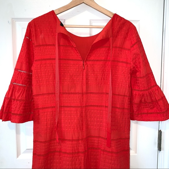 J.Crew Flutter-Sleeve Bright Orange Dress Size 2 - Picture 8 of 10